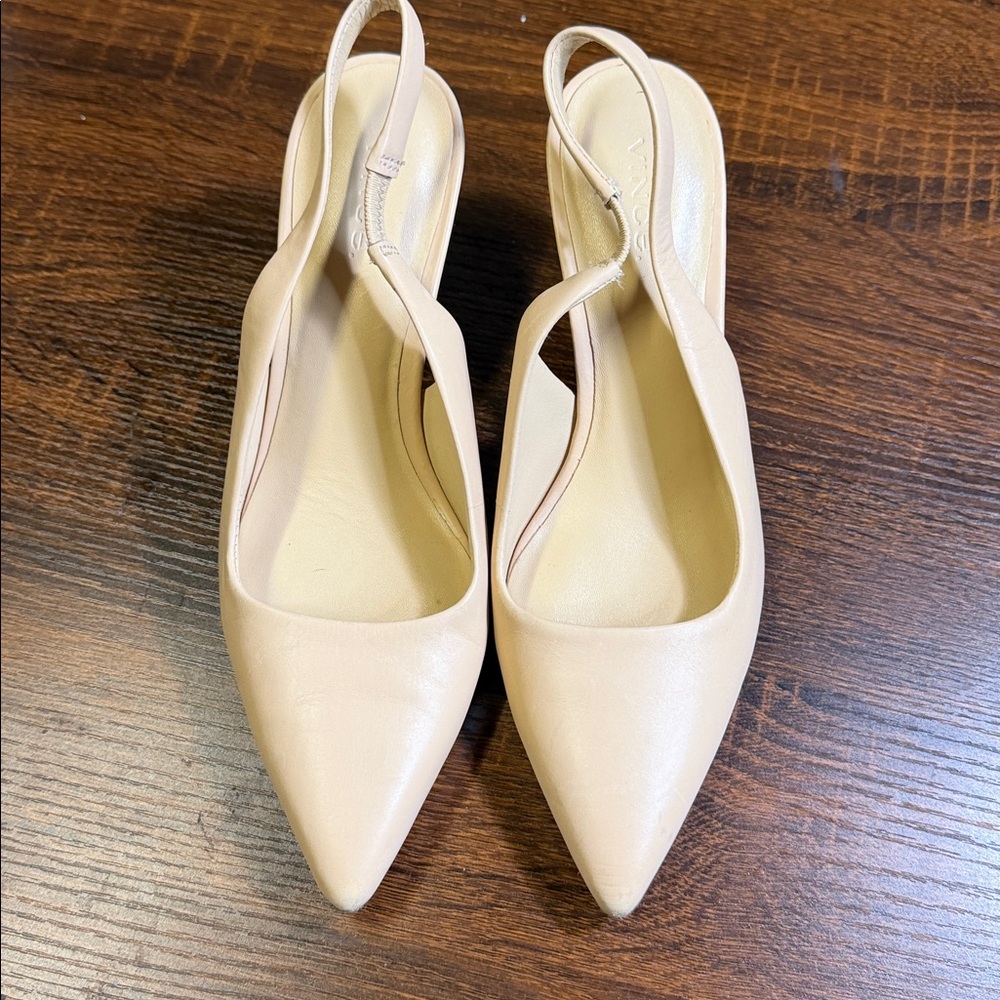 Vince Nude Pointed-Toe Slingback Heels